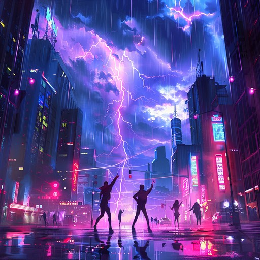 Neon rhythm crash harmonizes dynamic rock elements with vibrant dance rhythms, creating an energetic and dramatic atmosphere. Electric guitar riffs and powerful electronic beats dance together, building up to thrilling climaxes that will captivate listeners.