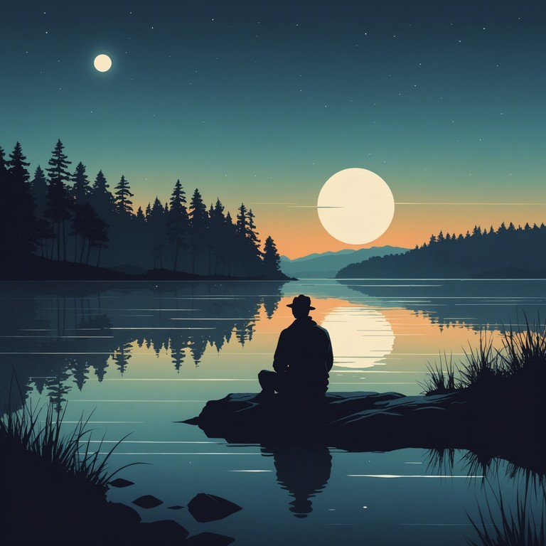 Imagine walking alone on a tranquil night, the moon casting gentle glimmers on a calm lake. The air is filled with a soft guitar melody, wrapping the darkness in a warm embrace of sound. This version emphasizes a slower tempo and focuses more on harmonic interplays between the guitar and background synths for a profoundly serene listening experience.