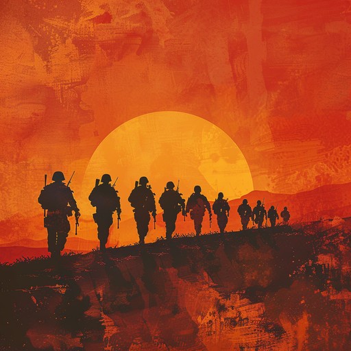 This track is an adrenaline inducing military march featuring a unique blend of intense ethnic percussion elements. It conveys the image of a battalion marching resolutely through a harsh desert environment, preparing for an impending battle. The rhythmic, pounding beats create a powerful sense of determination and tension.