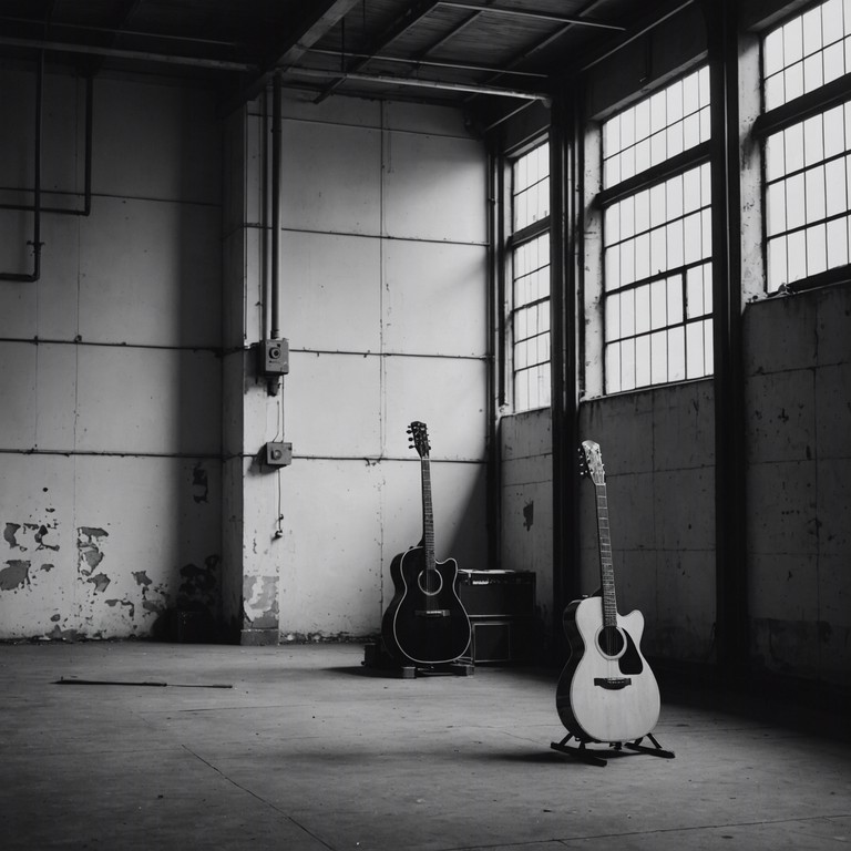 Picture an old factory where machines roar thunderously, merging seamlessly with electrifying guitar solos that give voice to the raw power of both metallic instruments and human passion.