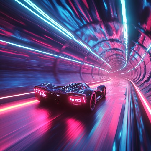 A driving instrumental track that captures the excitement and thrill of racing through a glowing cyberpunk city at midnight, with pulsating synths and powerful beats.