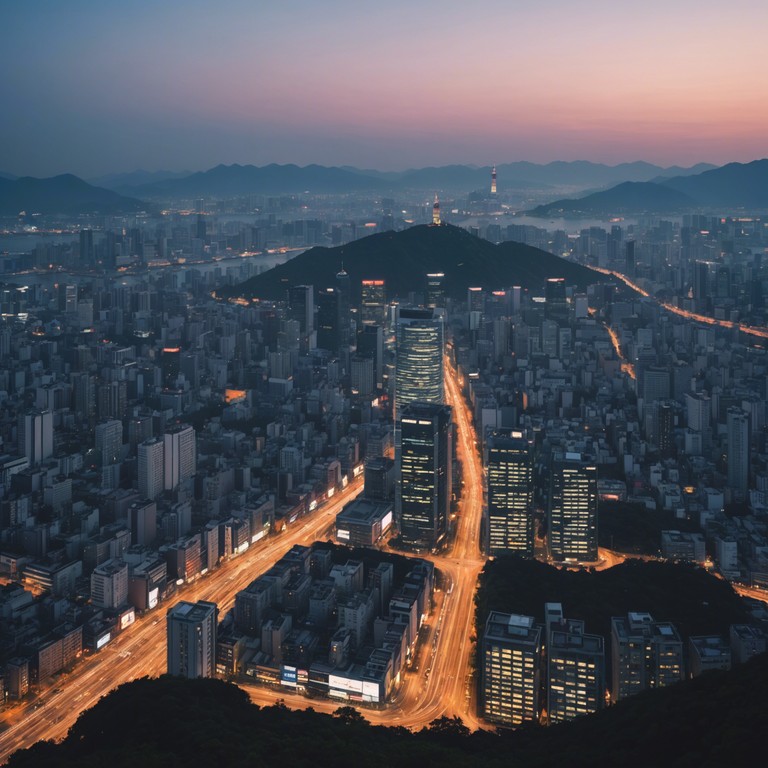 Crafting a sonic backdrop that feels like a soft embrace of the night, this composition combines quietly pulsing rhythms with a tapestry of delicate synth patterns to immerse listeners into a contemplative night time stroll through seoul's beautiful landscapes.