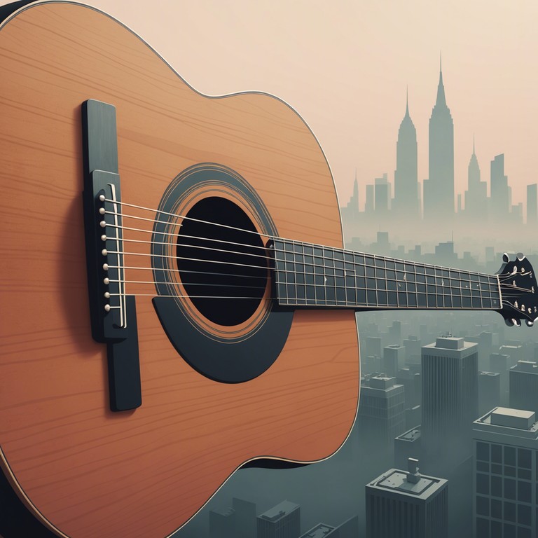 Imagine exploring an empty, sprawling urban landscape that tells tales of past busyness now muffled; where the classical guitar's each note plays a tribute to the now absent crowd's murmur.