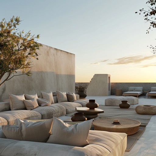 Imagine a carefree rooftop lounge, basking in the gentle glow of the setting sun, feeling a cool breeze as ambient sounds meld with soft, uplifting tunes. The music is a pleasant backdrop for deep conversations or quiet contemplation, evoking feelings of relaxation and contentment. Subtle rhythms and smooth melodies intertwine to create an enchanting, blissful atmosphere, perfect for washing away the day's stress and gently easing into the night. Imagine a carefree rooftop lounge, basking in the gentle glow of the setting sun, feeling a cool breeze as ambient sounds meld with soft, uplifting tunes. The music is a pleasant backdrop for deep conversations or quiet contemplation, evoking feelings of relaxation and contentment. Subtle rhythms and smooth melodies intertwine to create an enchanting, blissful atmosphere, perfect for washing away the day's stress and gently easing into the night.