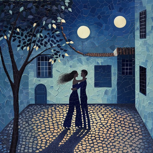 Experience a heartwarming tango in a moonlit courtyard, where romantic melodies intertwine with the sultry rhythms of the accordion, painting an auditory picture of intimate embraces and tender glances. This instrumental composition sets the stage for a night of passion and connection under the stars.