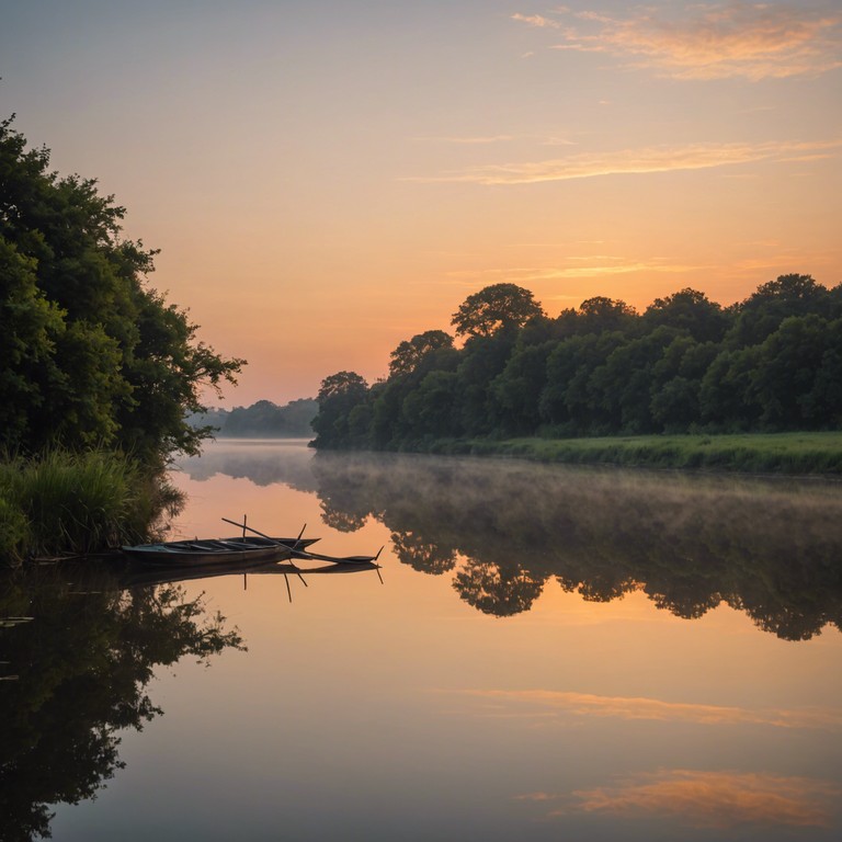 Imagine waking to the soft glow of dawn, the air fresh and the day promising with gentle, uplifting background music that complements the serene beauty of nature around. The song uses a marimba to give a tropical, comforting feel while maintaining a relaxed pace.