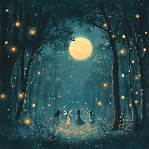 An enchanting folk tune that evokes a sense of magic in the forest, perfect for a carefree dance party with woodlands fairies. Light and vibrant, it captures the essence of nature's magic and mythical beings, evoking imagery of twinkling lights, soft breezes, and joyous laughter amongst the trees.