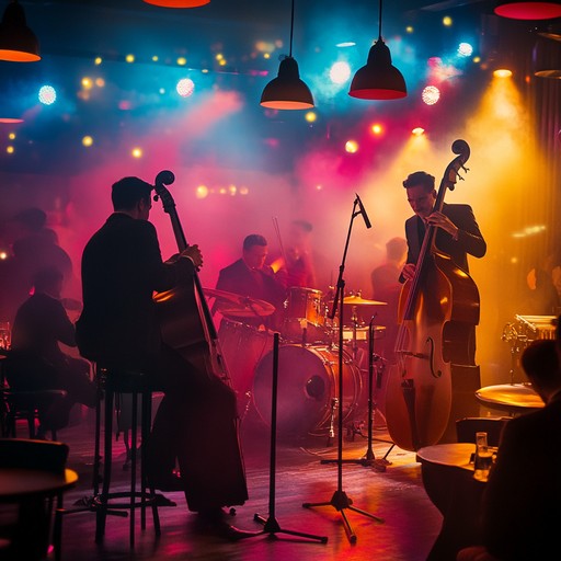 A high energy swing piece featuring dramatic pauses, bold brass sections, and infectious rhythms. This track takes the listener through a journey of vibrant melodies, unexpected twists, and powerful climaxes typical of a high stakes 1940s jazz showdown.