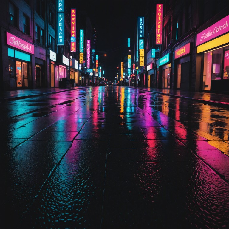 A track that captures the essence of a shadowy, deserted urban landscape at night, with pulsating rhythms mimicking the flickering neon lights and the occasional distant echo of steps. A brooding atmosphere is essential, with deep, reverberating bass and synthetic textures evoking a sense of abandonment and intrigue.