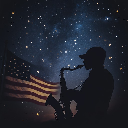 A heartfelt saxophone led piece with orchestral support, creating an alluring atmosphere of pride and intimacy. The composition gently unfolds into a passionate celebration, emphasizing the deep ties between love and country amid the tranquil beauty of a summer night.