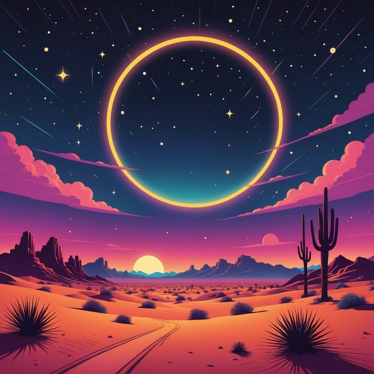 Experience a surreal adventure through a neon lit desert under the stars with this fusion of eastern melodies and pulsing synthwave rhythms. Perfect for adding an exotic and uplifting energy to visuals or creative projects.