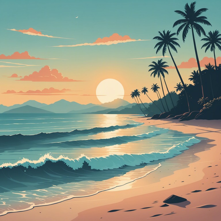 A symphony of serene, uplifting tones plays rhythmically like the ocean waves on a pristine golden beach at dawn, evoking a deep sense of peace and connection with nature.