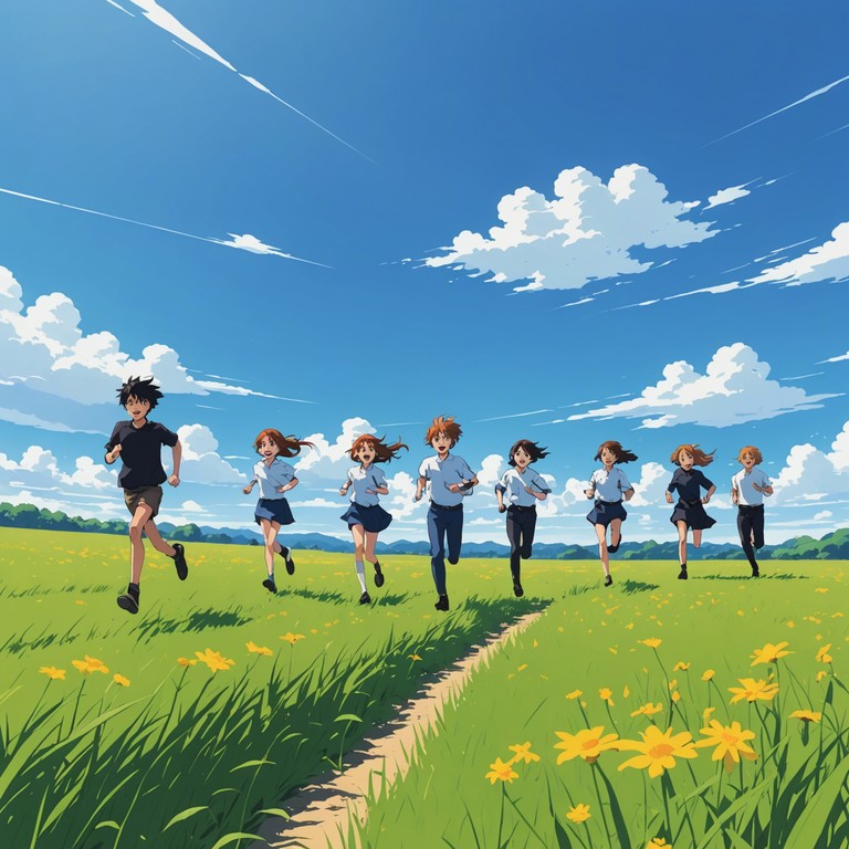 Imagine a vibrant, cheerful tune perfect for an anime scene where the main characters set out on a joyful adventure. This piece combines playful melodies with energetic rhythms, ideal for depicting a sense of excitement and optimism as new journeys begin. Imagine a vibrant, cheerful tune perfect for an anime scene where the main characters set out on a joyful adventure. This piece combines playful melodies with energetic rhythms, ideal for depicting a sense of excitement and optimism as new journeys begin.