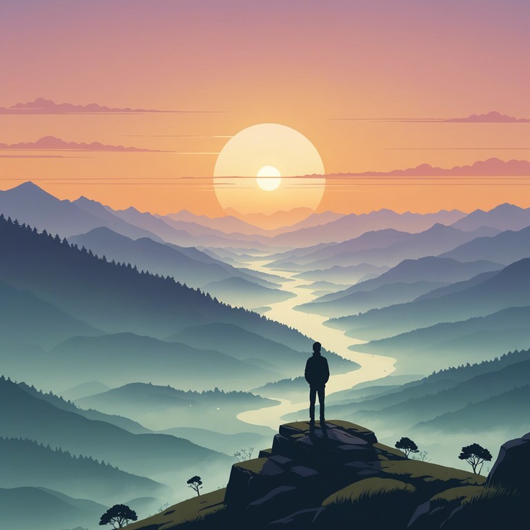 This track combines the enigmatic qualities of mysterious melodies with a steady, motivational undertone perfect for contemplation or innovative thinking sessions. It evokes a scene of a solitary figure standing before a vast, undiscovered landscape, ready to step into the unknown with resolve and anticipation.