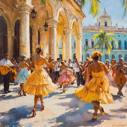 Feel the pulse of the lively cuban streets with energetic afro cuban rhythms, spirited percussion, and vibrant brass accents, capturing the essence of festive summer gatherings.