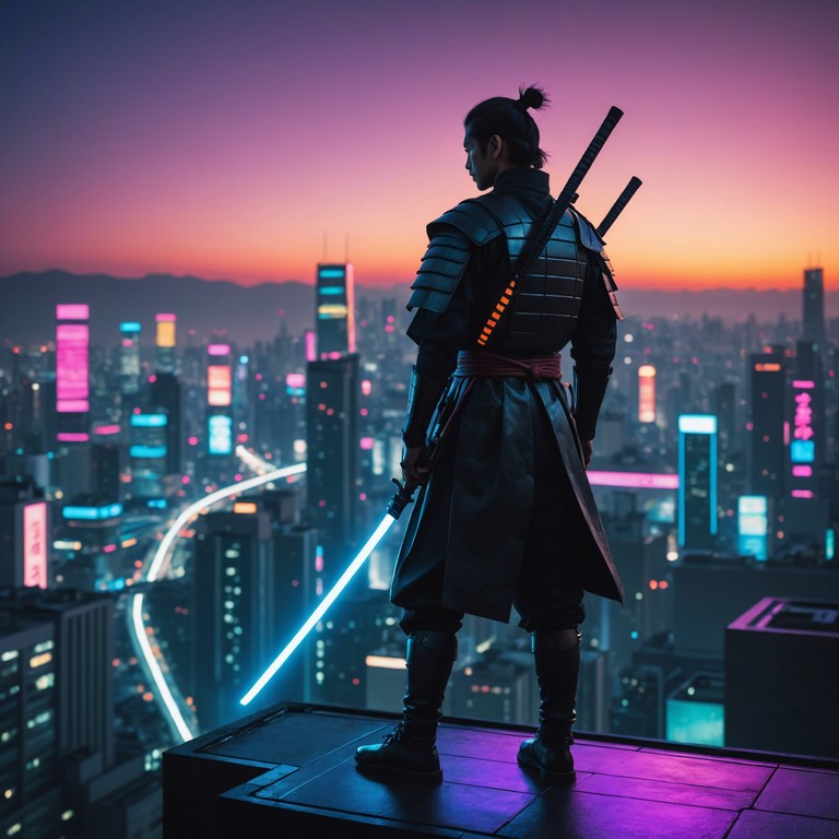 A fusion of urban beats with traditional japanese elements, this track imagines a samurai roaming a futuristic cityscape, merging anime aesthetics with a deep, storytelling vibe. The song captures the contrasting themes of old world tradition and hyper modern reality.