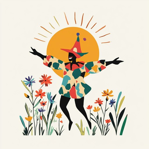 An energetic and lively instrumental piece that captures the playful spirit of a jester dancing through a sunlit meadow, with bright melodies and whimsical twists evoking joy and mischief.