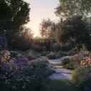 peaceful reflections in a neoclassical twilight garden setting