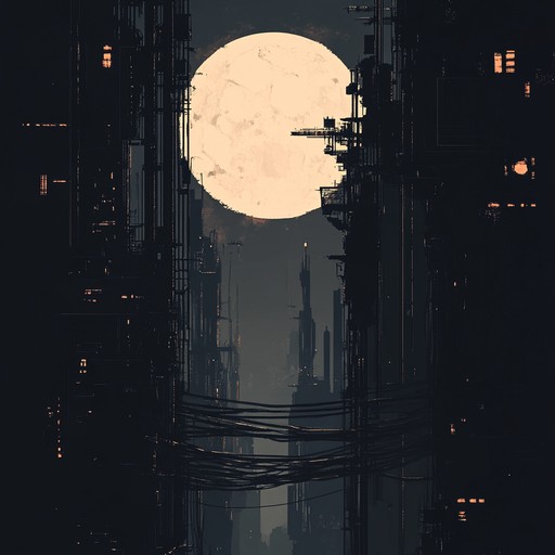 A dark and brooding idm track, featuring mechanical drum patterns and eerie, ethereal synths that create a nocturnal and introspective atmosphere. Ideal for late night introspections or shadowy cityscapes.