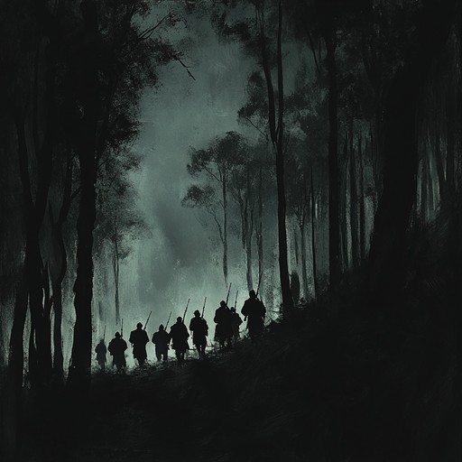 A powerful instrumental composition that combines militant rhythms with shadowy, foreboding orchestration. The piece conjures the image of soldiers advancing towards an uncertain fate, with each note adding to the palpable sense of menace and foreboding.