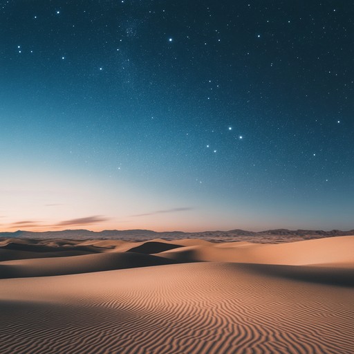 A captivating fusion of middle eastern desert rhythms and ambient electronic waves. The track weaves together entrancing oud melodies with deep, echoing synth pulses, creating an otherworldly atmosphere that transports listeners to a tranquil desert night under a star filled sky.