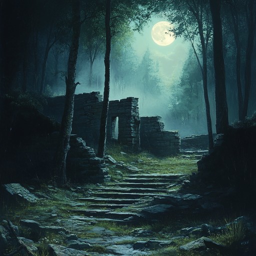 An evocative instrumental piece weaving ethereal harmonies and enchanting melodies, transporting the listener to a realm of ancient secrets and mystical landscapes illuminated by the glow of the moon.