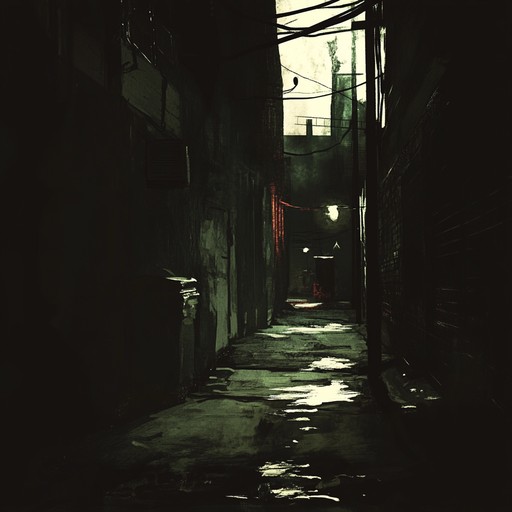 This piece captures a chilling atmosphere with menacing rap verses intertwined with unsettling beats and ghostly sound effects, evoking the sensation of wandering through a deserted, haunted alleyway filled with ominous whispers and echoes