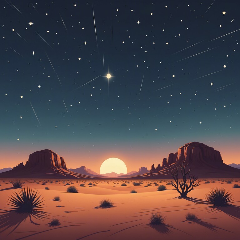 This instrumental piece captures the essence of a moonlit desert in the middle east, infusing traditional melodies with a somber mood to reflect the solitude of vast sandy expanses under a star studded sky.