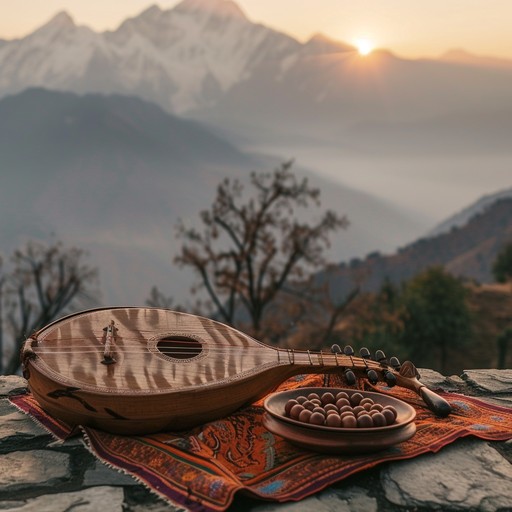 Witness a new day in the himalayas portrayed through folk melodies and majestic instrumentation. The delicate interplay of flutes, strings, and drums evokes the grandiose beauty and timeless tranquility of this revered mountainous region.