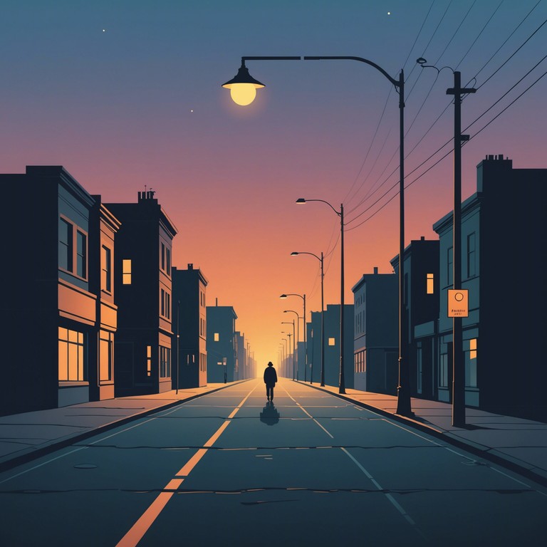 A soft piano melody flows like a quiet river through the deserted nocturnal streets, creating a reflective soundscape that mirrors the introspective journey of a solitary urban wanderer