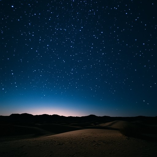 Experience an ethereal journey through a middle eastern desert landscape, merging celestial synth sounds with traditional middle eastern instruments. The blend creates an otherworldly atmosphere that captures both the mystique and beauty of an infinite, cosmic desert oasis.