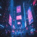 an eerie cyberpunk track with dark synths and mechanical beats