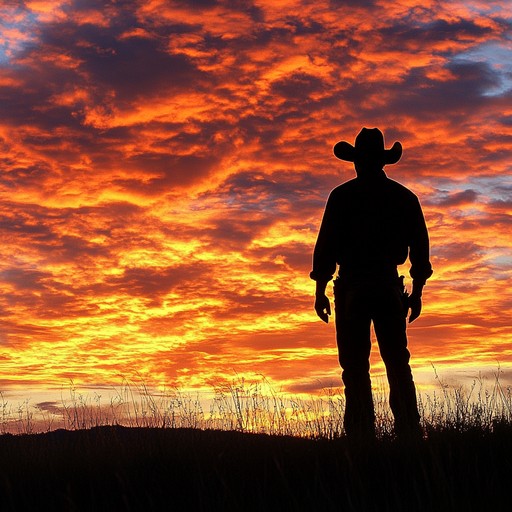 A vivid musical exploration celebrating the blend of modern sensibilities with time honored texan country roots, creating a harmonious and soul touching melody that resonates with the listener's inner cowboy. It’s an auditory ride along dusty trails, knowing every strum symbolizes a connection to the vast and storied lands of texas.