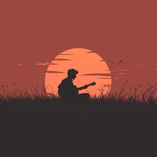 Imagine sitting on the porch, the horizon a play of orange and red colors as a musician's fingers tenderly coax soothing, reflective tunes from a classical guitar. The music echoes the day's end, offering both warmth and a bittersweet feel of another day gone.