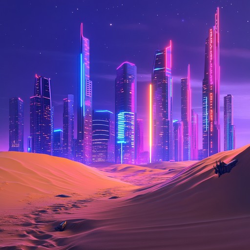 A captivating cyberpunk instrumental that fuses futuristic synths with exotic middle eastern melodies and rhythms, creating an immersive atmospheric experience