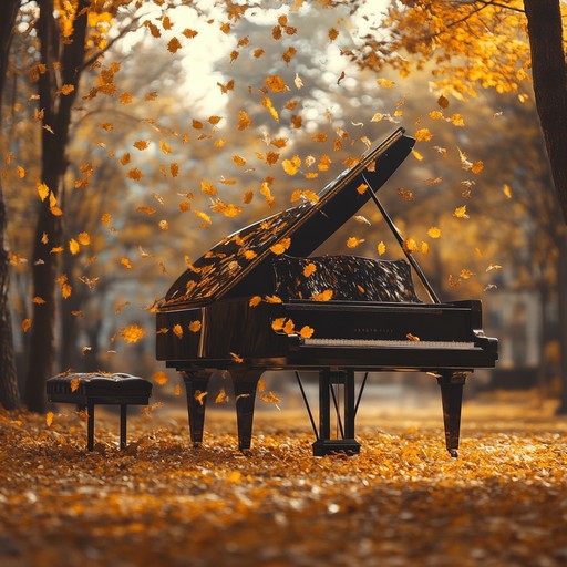 Imagine a serene autumn afternoon, golden leaves swirling around as a warm piano melody weaves through the crisp air, evoking feelings of nostalgia and tranquility. This composition blends soft piano tunes with the rustic charm of autumn, creating a soothing, peaceful, and reflective atmosphere.