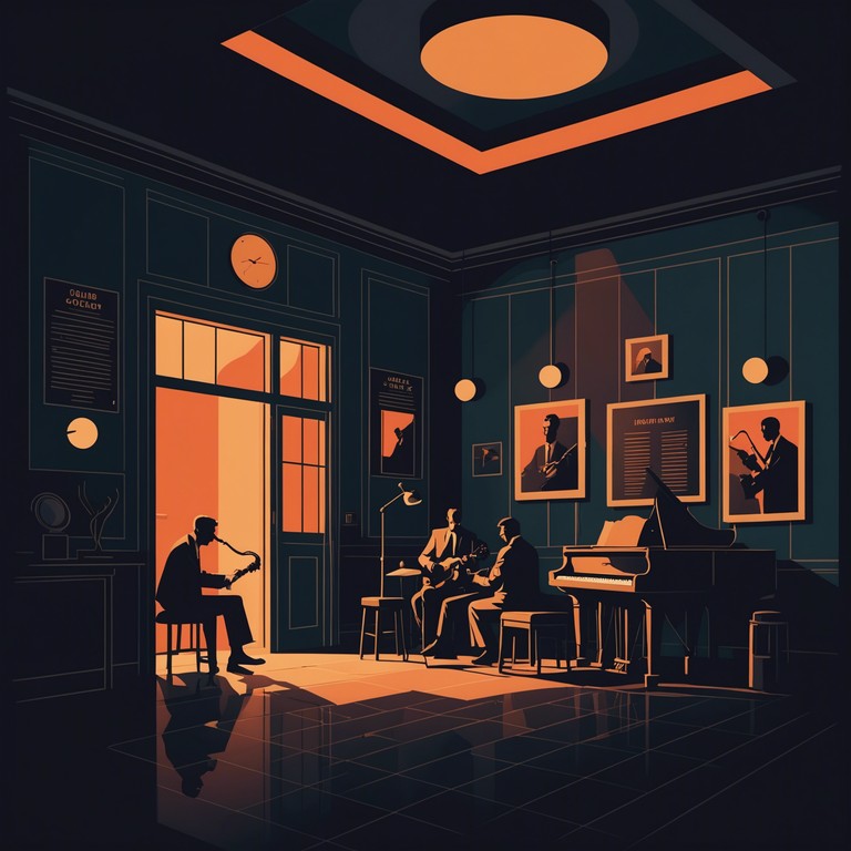 This piece combines the playful rhythms of swing music with a deep, almost eerie undertone of mystery, perfect for a night time jazz lounge where the shadows play on the walls, and the lights are dim. The mellow yet captivating saxophone leads the melody, charming the listeners into a world of intrigue and sophistication.