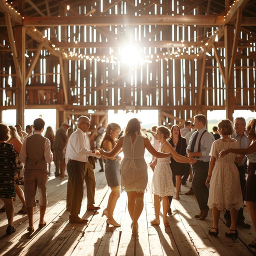 An energetic country instrumental featuring vivacious fiddle tunes and lively rhythms, perfect for a spirited summer barn dance under the warm sun. The upbeat music captures the essence of country life, evoking images of people dancing joyfully and celebrating together. The composition’s dynamic progressions and catchy motifs ensure an engaging and unforgettable country experience.