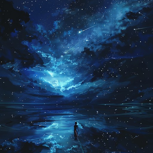 Imagine floating peacefully through a vast, starlit sky, carried by gentle cosmic winds. This slow, ambient composition creates a tranquil and otherworldly atmosphere, with delicate layers of synthesizers, soft pads, and distant, echoing melodies. The piece evokes a sense of wonder and serenity, inviting the listener to let go of earthly concerns and drift into a state of deep relaxation and contemplation.