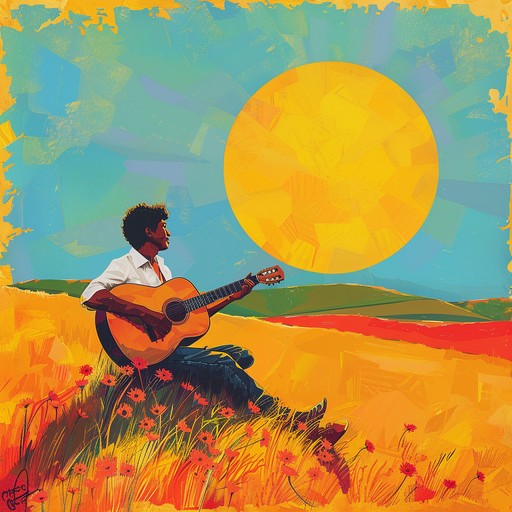 A vibrant blues piece capturing the charm of the mississippi delta under the resplendent sun, filled with cheerful rhythms and soulful guitar that transports you to sun drenched fields and timeless american countryside vibes