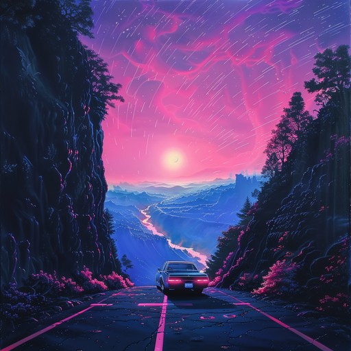 Imagine driving through a city with neon lights reflecting off your car in the late 90s, where the atmosphere is thick with a sense of both wonder and nostalgia, set to a backdrop of evolving synth melodies and punchy drum beats