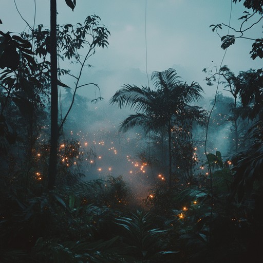 This piece captures the essence of the jungle, with rhythmic drums and nature sounds underscoring an ethereal synth melody that evokes the vast expanse of the universe. The listener feels as if they're moving from the heart of the rainforest up towards the stars