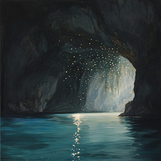 Capturing the somber echoes of an underwater world, 'whispers beneath waves' layers haunting melodies over the steady rhythm of distant water drops in a vast, lonely ocean cave. By intertwining melancholic tones with the soundscape of the sea's depths, this piece evokes feelings of isolation and serenity.