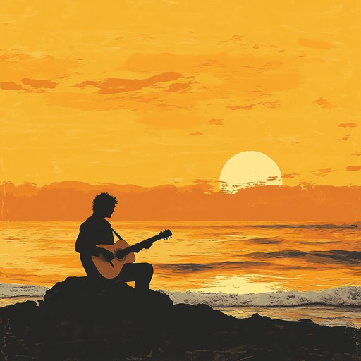 An instrumental bossa nova composition that blends smooth, soothing guitar chords with gentle percussion, evoking the calm ambiance of a seaside sunset in 1960s rio de janeiro, capturing the warmth and tranquility of the moment.