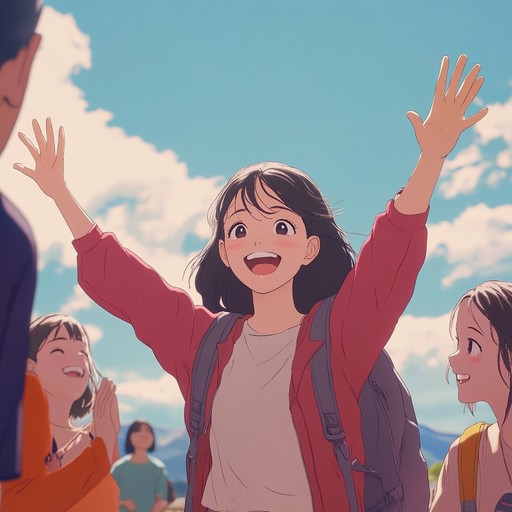 A spirited and uplifting anime track with catchy melodies and dynamic rhythms, perfect for portraying moments of success, joyous adventures, and uplifting character arcs. The electric guitar leads the vibrant instrumentation, bringing energy and a sense of achievement to every note.