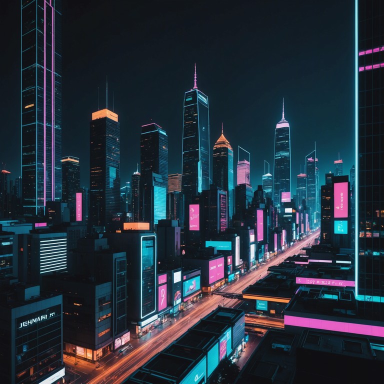 Imagine a vast, sprawling city lit only by pulsating neon advertisements, where the stark shadows cast by the enormous skyscrapers form a contrasting dance with the lights. The music captures this interplay of light and shadow, powered by the rhythmic throbs of a synthesizer that mimic the heartbeat of this cybernetic metropolis