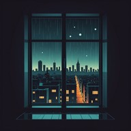 reflective beats under a rainy skyline