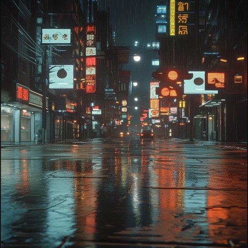 An immersive instrumental track that combines pulsating synthesizers and driving basslines to capture the feeling of anxious wandering through empty city streets illuminated by flickering neon lights.