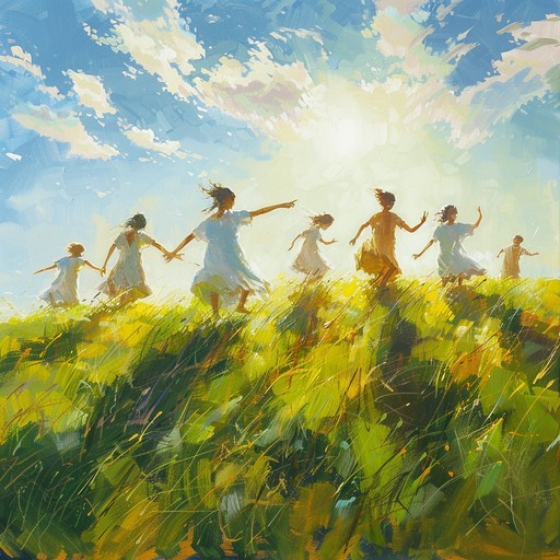 Imagine a sunny day in the countryside with people joyously stomping their feet to the rhythm of carefree music. This instrumental combines folk elements with an upbeat vibe, creating a perfect soundtrack for a carefree summer gathering. The sound of the stomp brings an authentic, rustic feel, making listeners want to join in and dance along. The happiness in the air is palpable, with every beat resonating the joy of simple pleasures.