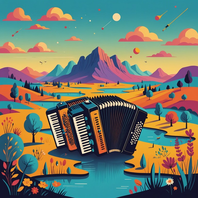 This track delivers a playful matrimony of various eclectic styles creating a whimsical ride. Its mid paced rhythm and assorted instrumental array offer a colorful journey, akin to skipping through a dreamy, surreal landscape. The primary instrument, the accordion, brings a boldly light hearted and versatile sound, perfectly complementing the miscellany of electronic and acoustic accompaniments.